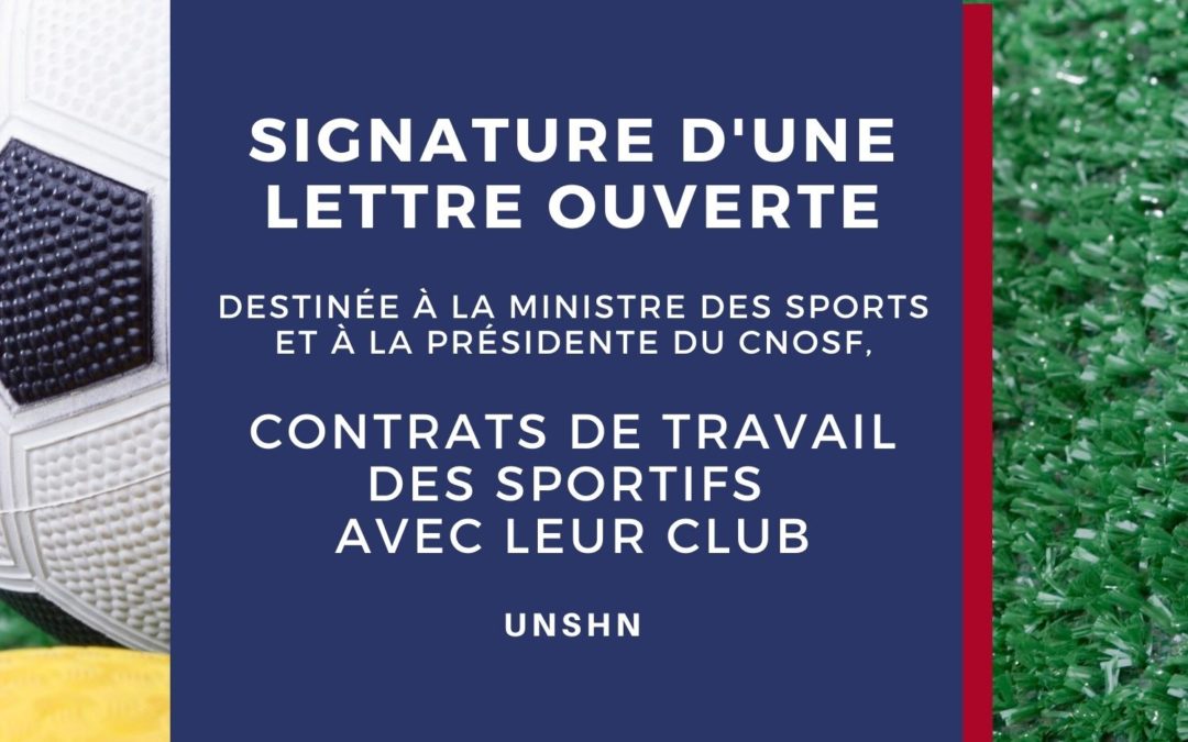 Signature d’une lettre ouverte sur les contrats de travail des sportifs avec leur club